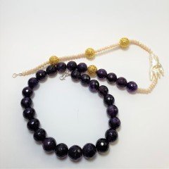 Ametist Ve İncinin Zarafeti Kolye