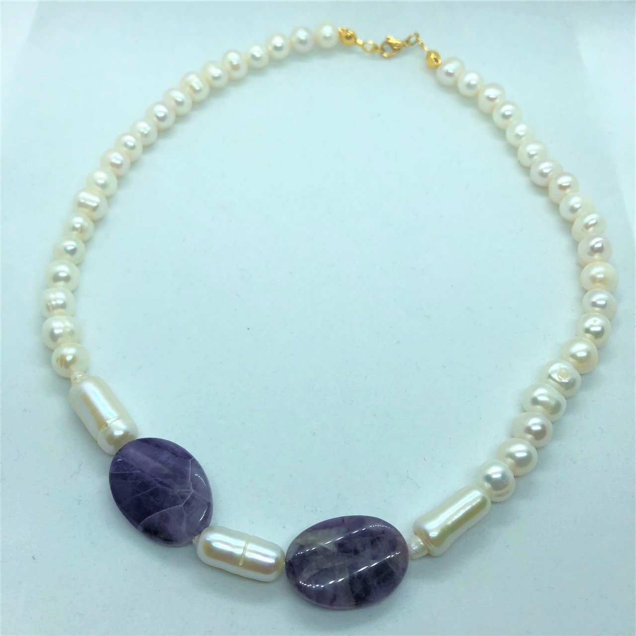 İnci &Ametist Kolye