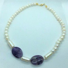 İnci &Ametist Kolye