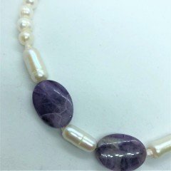 İnci &Ametist Kolye