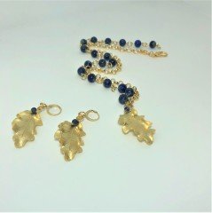 Yaprak Kolye ,Küpe Set lapis