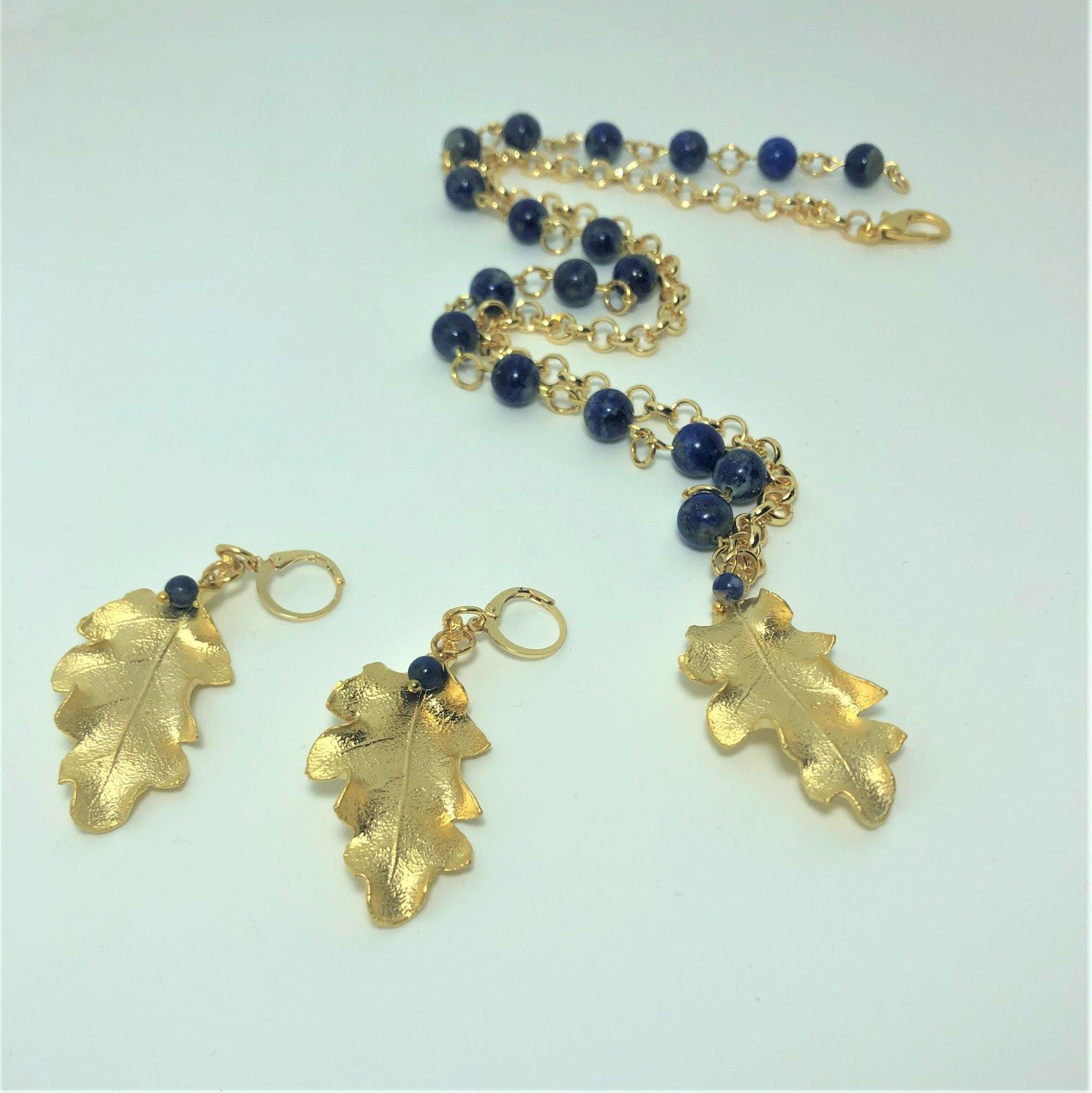 Yaprak Kolye ,Küpe Set lapis